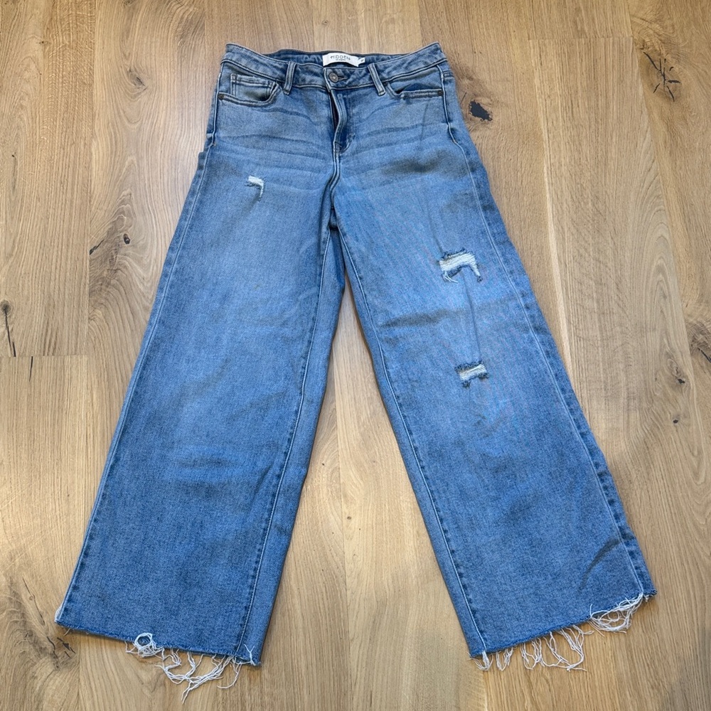 Hidden Los Angeles Wide-Leg Distressed High-Rise Jeans Wide Leg Crop